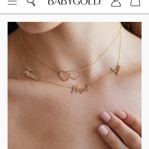 Gold double hearts necklace